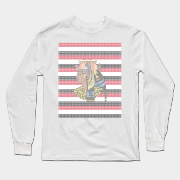 Faux Knitted Cleopatra , Egyptian Flag Colors In the Ground Long Sleeve T-Shirt by justrachna
